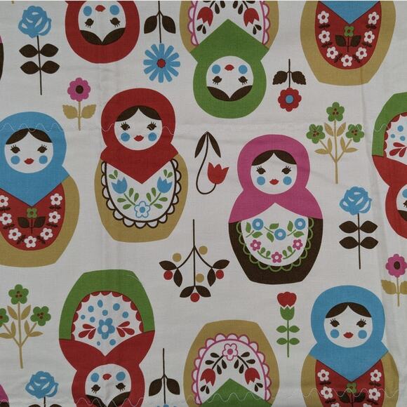 NEW BABY BLANKET Handmade Cotton Flannel 35x38 Russian Nesting Matryoshka Fabric - Picture 1 of 6